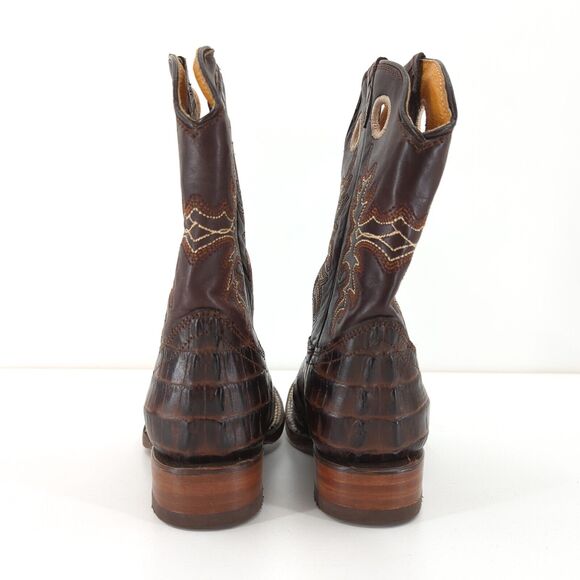 BIG BULL Kid Mexican 17 US 10 Caiman Alligator Boots Brown Leather Western FLAW - Picture 9 of 10